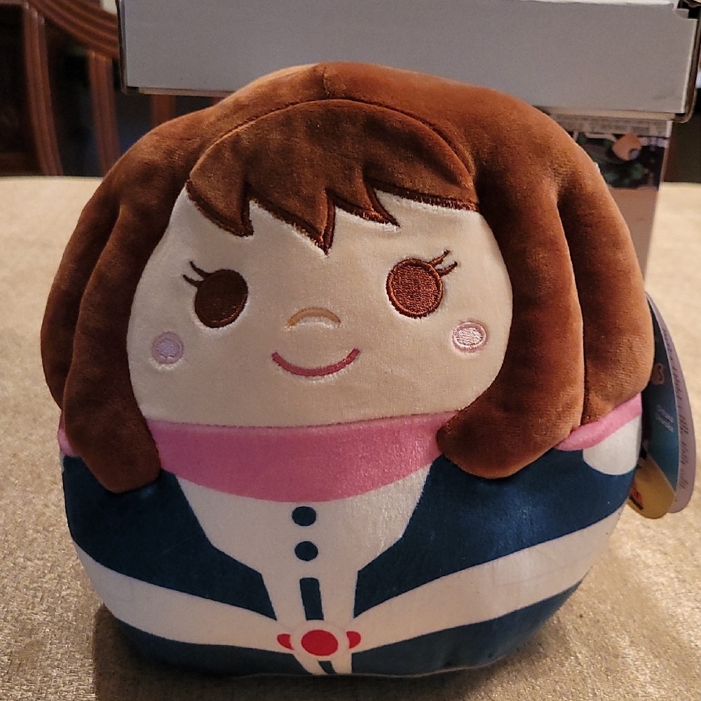 Squishmallow My Hero Academia Ochaco Plush Doll with Brown and Pink Accents